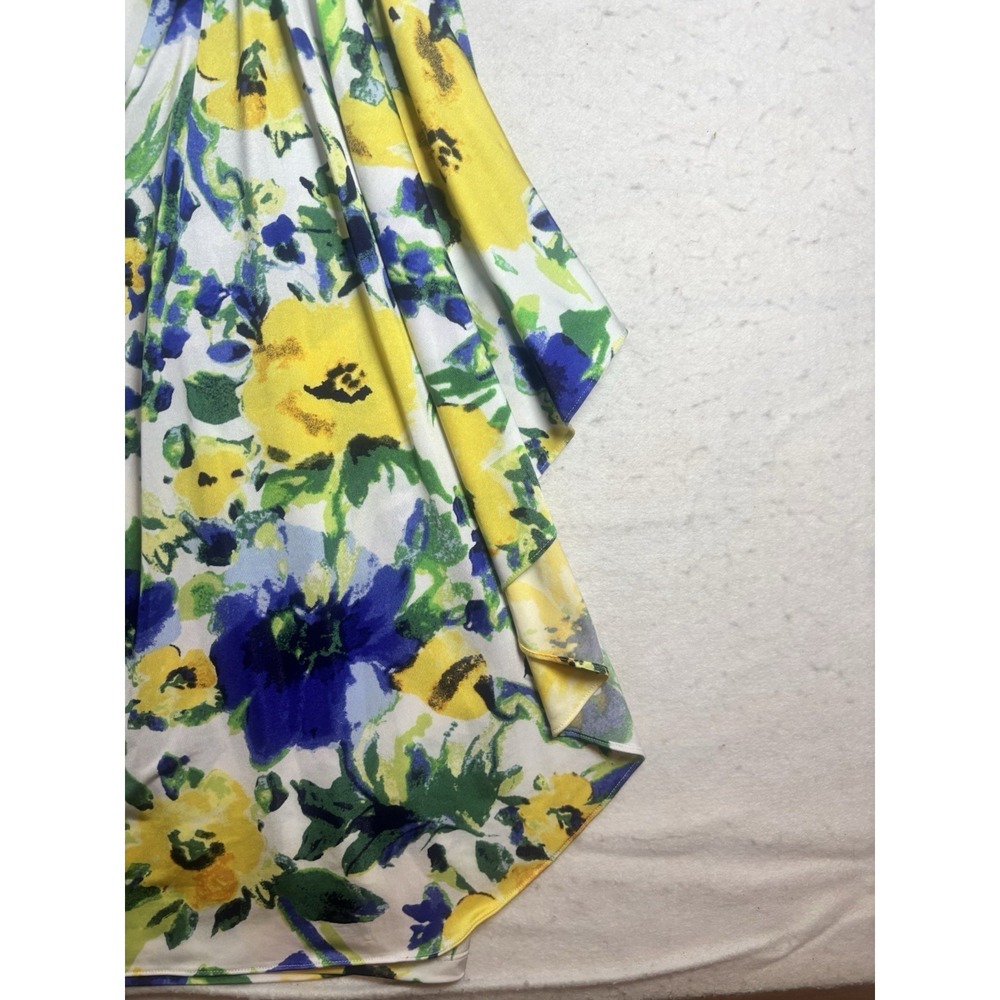 Lauren Ralph Lauren Dress Size 10 Sleeveless Side Ruching Floral Faux Wrap NWT - Picture 8 of 13